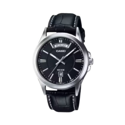 Casio General MTP-1381L-1AV Black Leather Band Men Watch